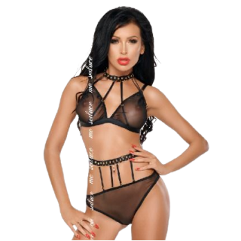 Me-Seduce Dotty 2 Pieces Set Black S/M