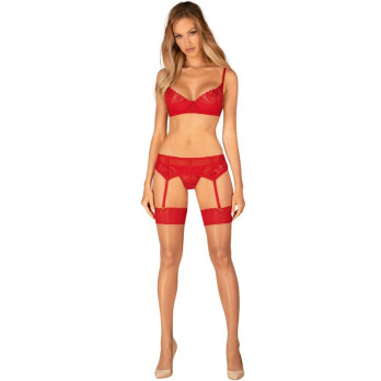 Obsessive - Ingridia Stockings Red Xl/Xxl