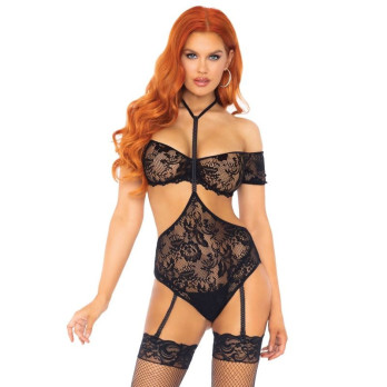 Leg Avenue 2 Pieces Lace Bandeau And Garter Teddy S/M