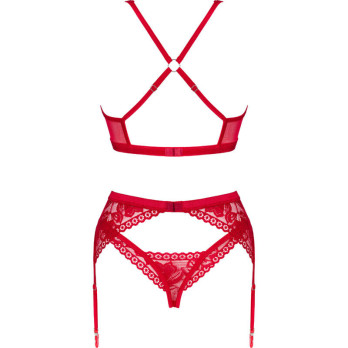 Obsessive - Lacelove Three Pieces Set Red M/L