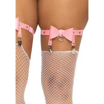 Leg Avenue Vegan Leather Tigh High Garter One Size - Pink