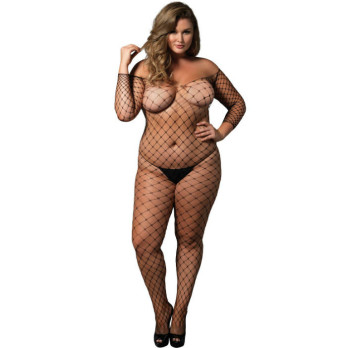 Leg Avenue Off The Shoulder Bodystocking Black Plus Size