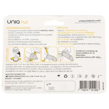 Uniq Pull Latex Free Condoms With Strips 3 Units