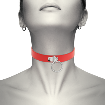 Coquette Chic DesireTrade - Red Vegan Leather Necklace Woman Fetish Accessory