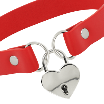 Coquette Chic DesireTrade - Red Vegan Leather Necklace With Heart Accessory With Key