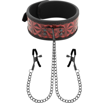 Begme™ - Red Edition Collar With Nipple Clamps With Neoprene Lining