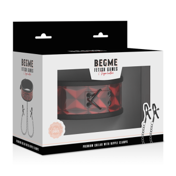 Begme™ - Red Edition Collar With Nipple Clamps With Neoprene Lining