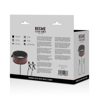 Begme™ - Red Edition Collar With Nipple Clamps With Neoprene Lining