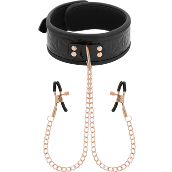 Begme™ - Black Edition Collar With Nipple Clamps With Neoprene Lining