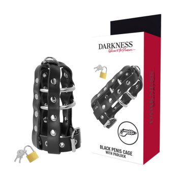 DarknessTrade - Leather Chastity Cage With Lock