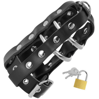 DarknessTrade - Leather Chastity Cage With Lock