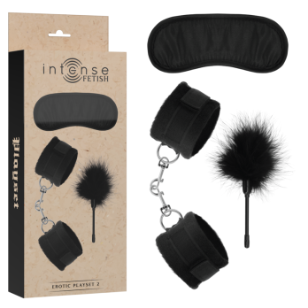 Intense Fetish ™ - Erotic Playset 2 With Handcuffs Blind Mask And Tickler