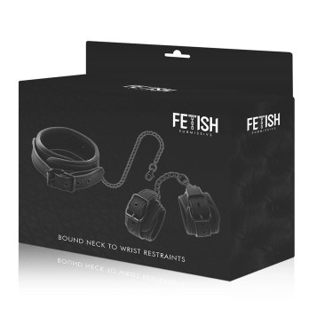 Fetish SubmissiveTrade - Vegan Leather Necklace And Handcuffs With Noprene Lining