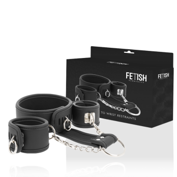 Fetish SubmissiveTrade - Vegan Leather Necklace And Handcuffs With Noprene Lining