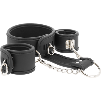 Fetish SubmissiveTrade - Vegan Leather Necklace And Handcuffs With Noprene Lining