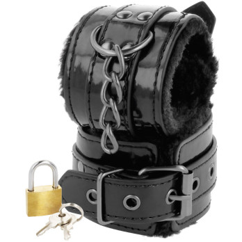 DarknessTrade - Black Adjustable Leather Handcuffs With Padlock