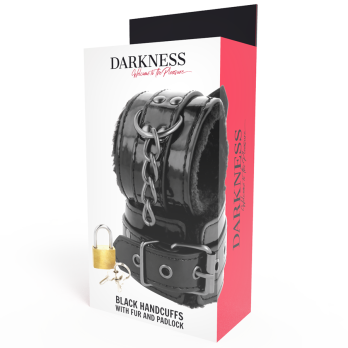 DarknessTrade - Black Adjustable Leather Handcuffs With Padlock