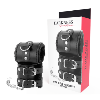 DarknessTrade - Black Adjustable Leather Handcuffs With Lining