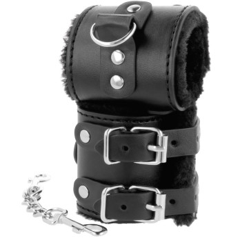 DarknessTrade - Black Adjustable Leather Handcuffs With Lining