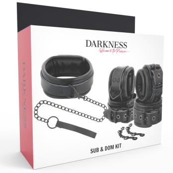 DarknessTrade - Black Leather Handcuffs And Collar