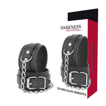 DarknessTrade - Black Textured Leather Handcuffs