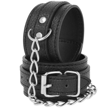 DarknessTrade - Black Textured Leather Handcuffs