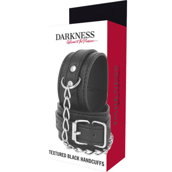 DarknessTrade - Black Textured Leather Handcuffs