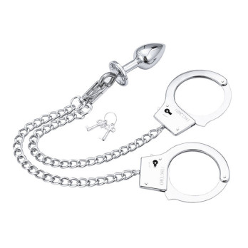 Ohmama Fetish Hand Cuffs With Chain And Anal Plug