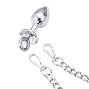 Ohmama Fetish Hand Cuffs With Chain And Anal Plug