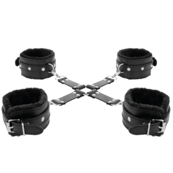 DarknessTrade - Leather Handcuffs For Foot And Hands Black