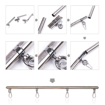 Ohmama Fetish Detachable Spreader Metal Bar 4 Hooks