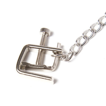 Ohmama Fetish Metallic Screw Nipple Clamps And Chain