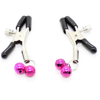 Ohmama Fetish Double Bells Nipple Clamps - Pink