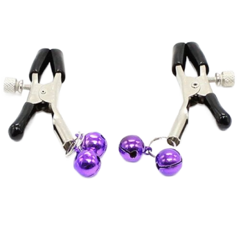 Ohmama Fetish Double Bells Nipple Clamps - Purple