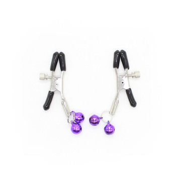 Ohmama Fetish Double Bells Nipple Clamps - Purple