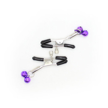 Ohmama Fetish Double Bells Nipple Clamps - Purple