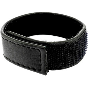 Leather Body  Cock And Ball Strap Velcroed Adjustable - Black