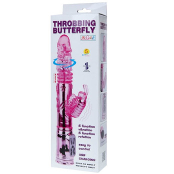 Rechargeable Vibrator Multifunction With Clit Stimulating Throbbing Butterfly