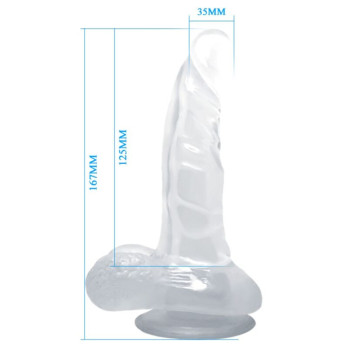 Baile Realistic Dildo Suction Cup And Testicles 16.7 Cm - Clear