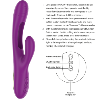 Intense™ - Apolo Rechargeable Multifunction Vibrator 7 Vibrations With Swinging Motion Purple