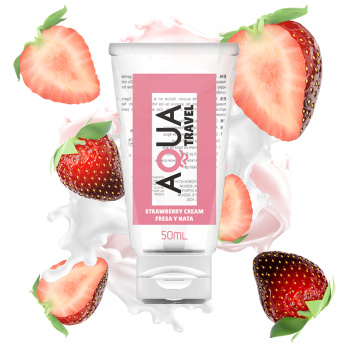 Aqua Travel™  Strawberry Cream Flavour Waterbased Lubricant  50 Ml