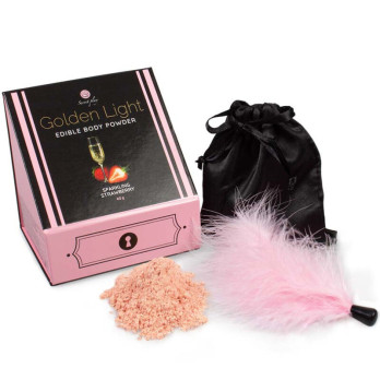 Secretplay Golden Light Kit Sparkling Strawberry Edible Powder  Feather