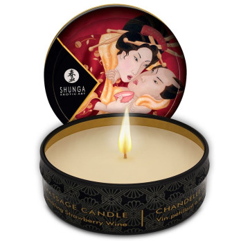 Shunga  Mini Caress By Candelight Strawberries And Cava Massage Candle 30 Ml