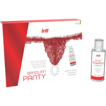 Intt  Brazilian Red Panty With Pearls And Lubricating Gel 50Ml