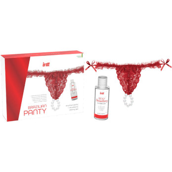 Intt  Brazilian Red Panty With Pearls And Lubricating Gel 50Ml