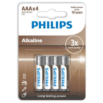 Philips Alkaline Battery Aaa Lr03 4 Pack